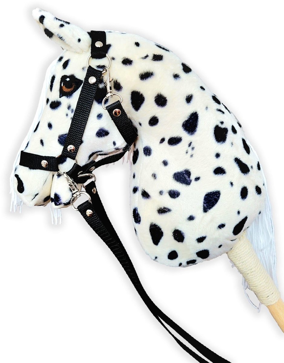 Omgoods - Hobby Horse A4 met Kantar - Zwart en Wit Paard op Stok