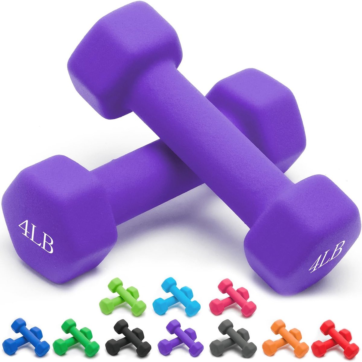 SnelShoppen - Set van 2 Neopreen Dumbbells Handgewichten 1.8 kg Paar - Antislip Grip, Paars - Ideaal voor Thuis Fitness, Cardio en Krachttraining