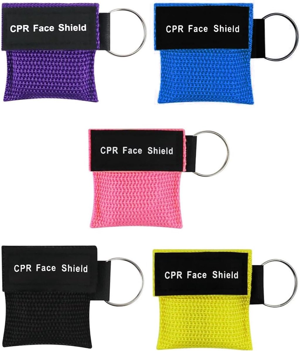 SnelShoppen - Pack van 5 Ademhalingsmaskers - Eerste Hulp Reanimatie Masker Sleutelhanger CPR Masker Gezichtsscherm - Draagbare Mond-op-Mond Ademhalin