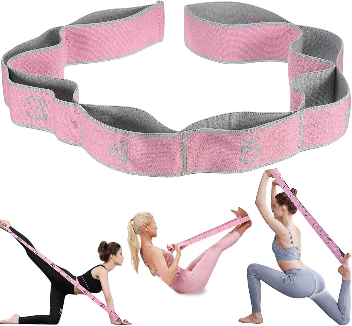 SnelShoppen - Stretchband met lussen, verstelbaar gymnastiekapparaat voor kinderen, yoga en ballet, dansflexibiliteitstrainer, oefenbanden voor dames,