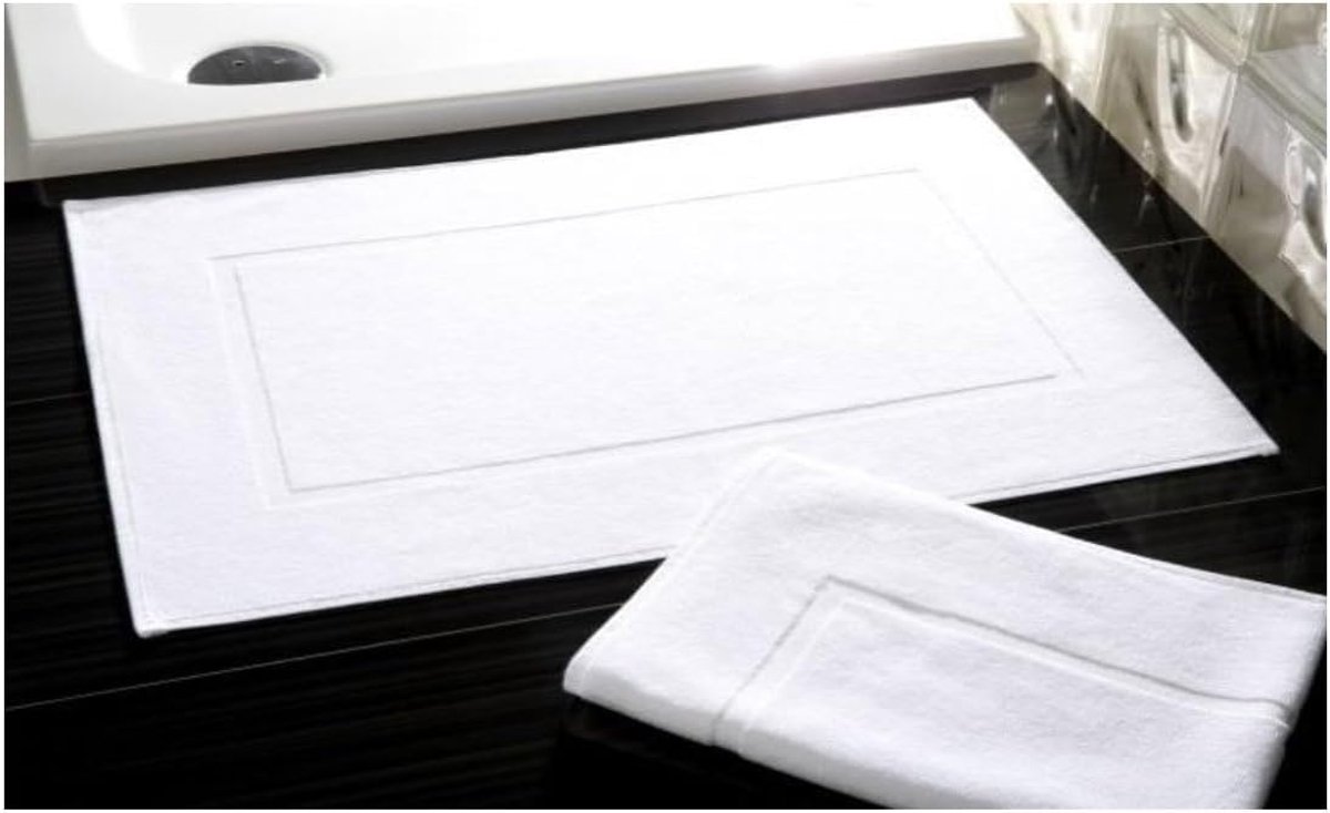 SnelShoppen - Badmat, Douchemot met 100% Katoen Rand, Wit, 600 g/m², Machinewasbaar, Comfortabel, Geschikt voor Gastenshuis, Vakantiehuis, Hotel, Luxe