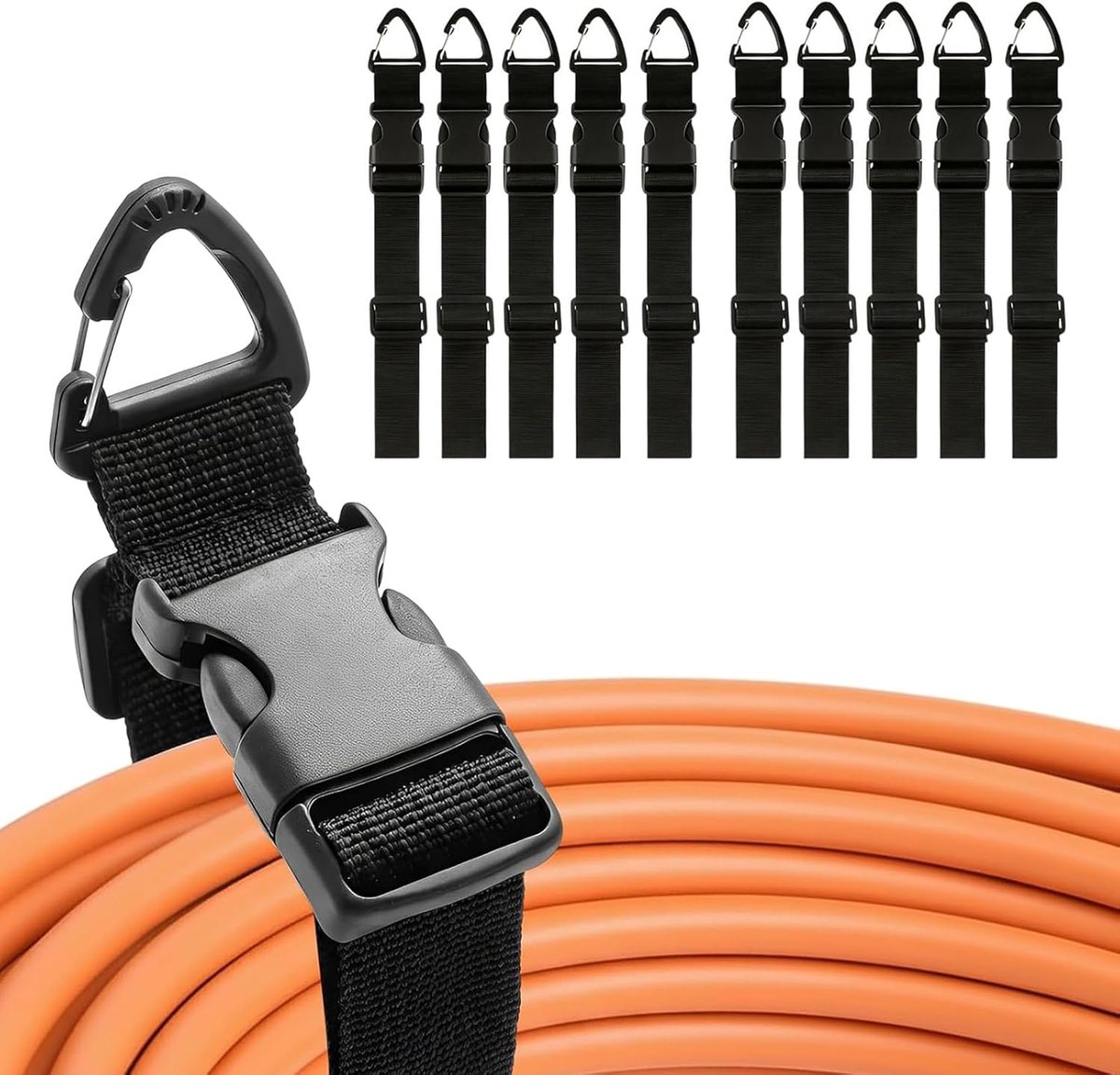 SnelShoppen - Kabelorganizer en Kabelhanger met Karabijnhaak en Gesp - 10 Stuks - Waterdicht, Corrosiebestendig, Slijtvast - Voor Draden, Touwen, Slan