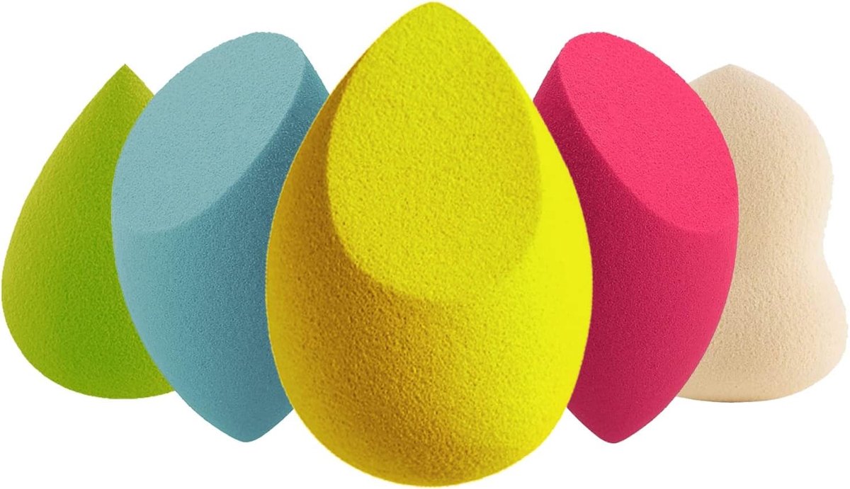 SnelShoppen - Set van 5 Make-up Sponges - Diverse Vormen voor Gezicht en Hals - Latexvrij, Duurzaam en Absorberend voor Perfecte Make-up Toepassing