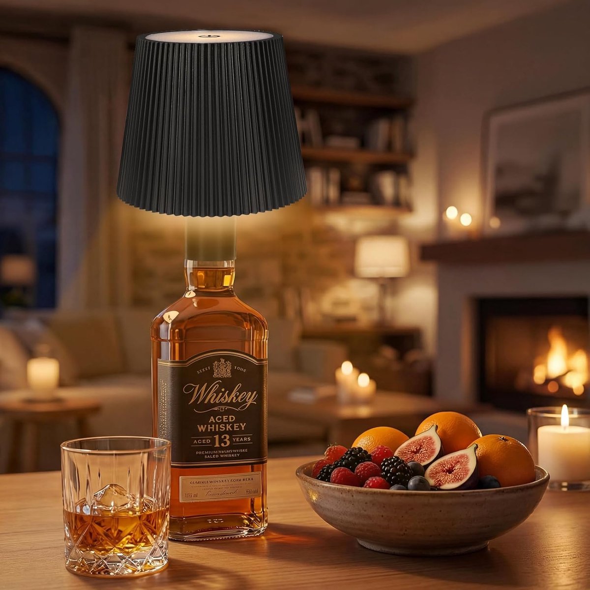 SnelShoppen - Dimmable Draadloze Flessenlamp - LED Oplaadbare Touch Control Tafel Lamp met 3 Kleuren en Traploze Dimming voor Woonkamer, Restaurant, B