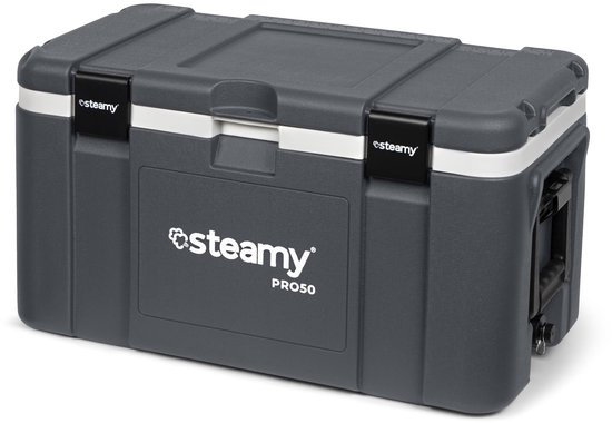 SnelShoppen - Steamy Pro 50 Koelbox 50 liter - Grijs - Ideaal voor Camping, Feest, Tuin, BBQ - Duurzaam, Lichtgewicht en Ruim — afbeelding 3