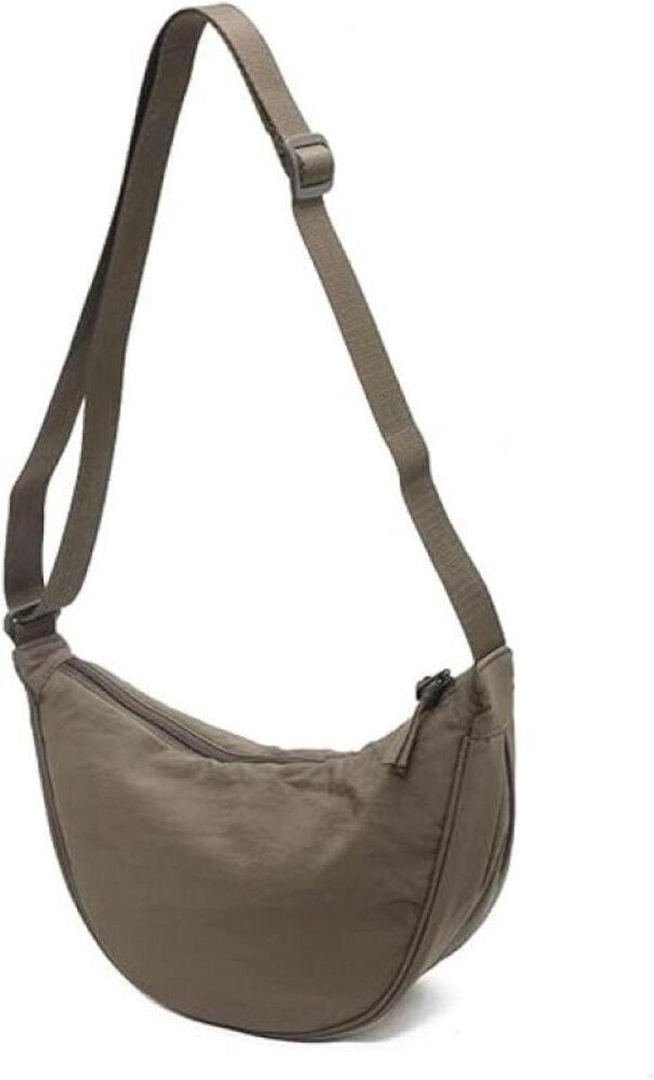 Dames Halve Maan Nylon Crossbody Tas – Verstelbare Band, Lichtgewicht Hobo Schoudertas – Casual Zachte Halve Maan Crossbody Tas, Geschikt voor Dagelijks Winkelen en Reizen