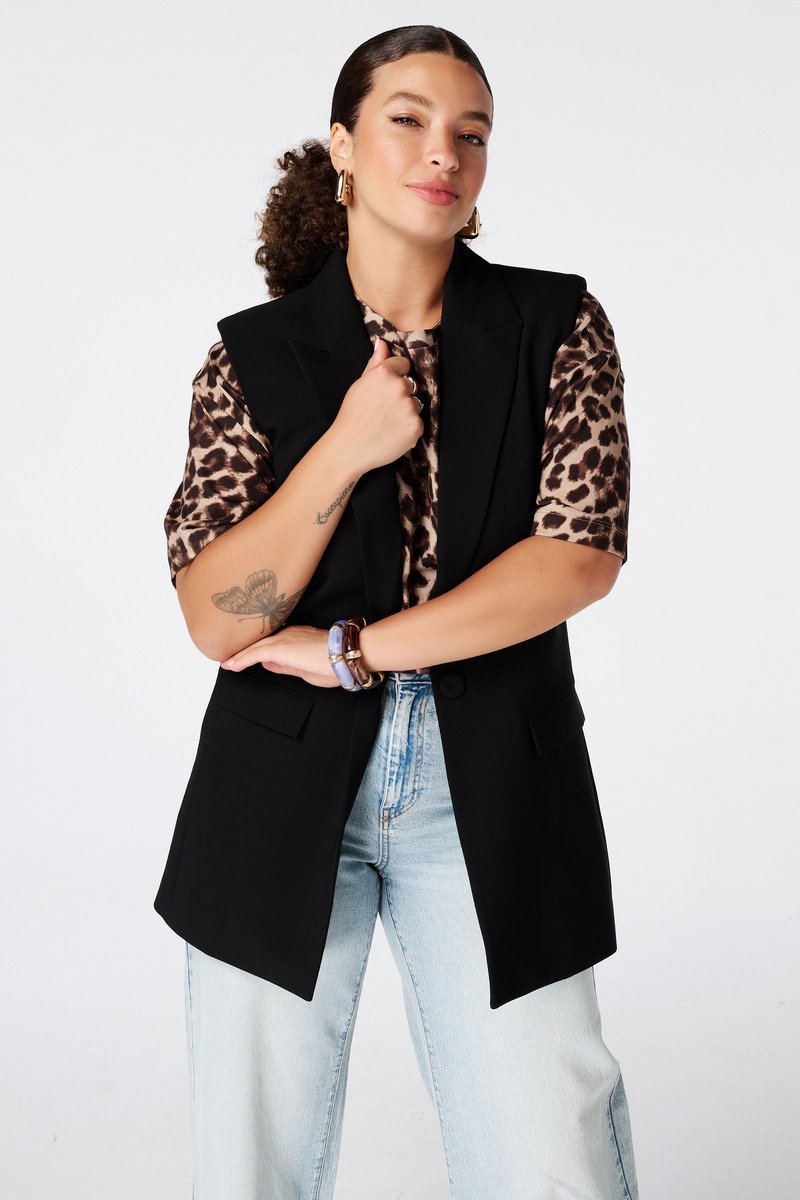 MS Mode Gilet Lang gilet met knoopsluiting