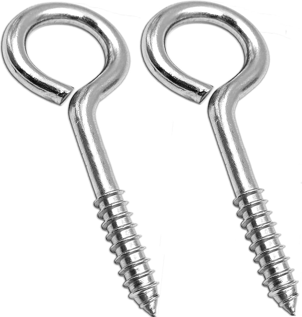 SnelShoppen - Large Eye Hooks RVS Schroefogen Heavy Duty Haken voor Binnen en Buiten - 2 Stuks M10-125mm - Sterke Oogbouten voor Hout, Kabels en Zware