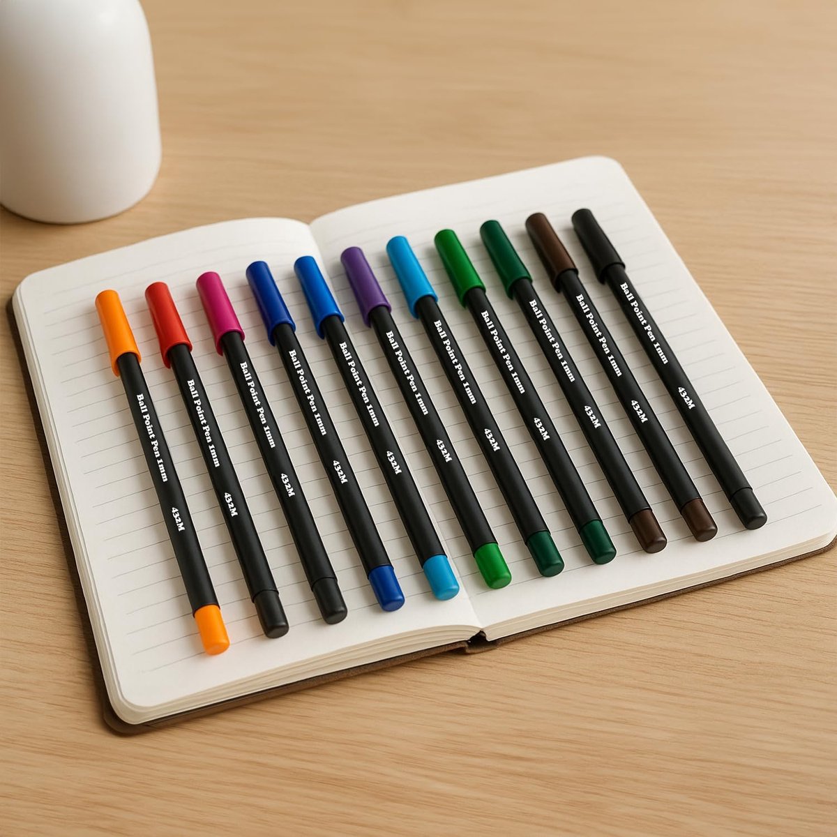 SnelShoppen - Pack van 10 Viltstiften en Balpennen, Multicolor, Medium Nib, 1mm, Sneldrogende Inkt, Pocket Clip, Perfect voor School en Kantoor