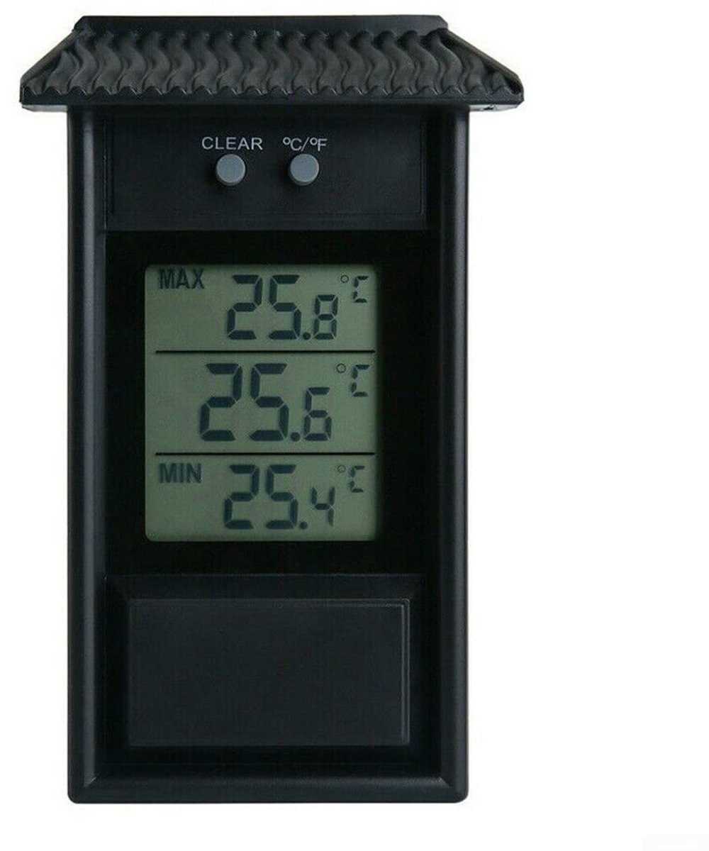 SnelShoppen - Digitale Max Min Thermometer voor Tuin, Kweekkas en Binnengebruik - Waterdicht IP45 - Temperatuurmeter voor Binnen en Buiten - Hoge Prec