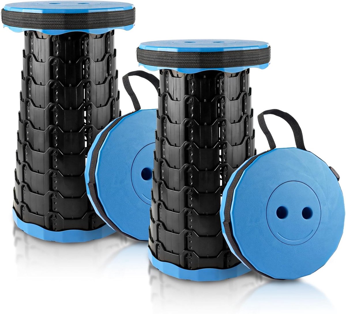SnelShoppen - 2x Opvouwbare Stoel, Camping Krukje, Verstelbare Telescopische Stoel, Maximaal 200 kg, Lichtgewicht, Voor Kamperen, Vissen, Wandelen, Re