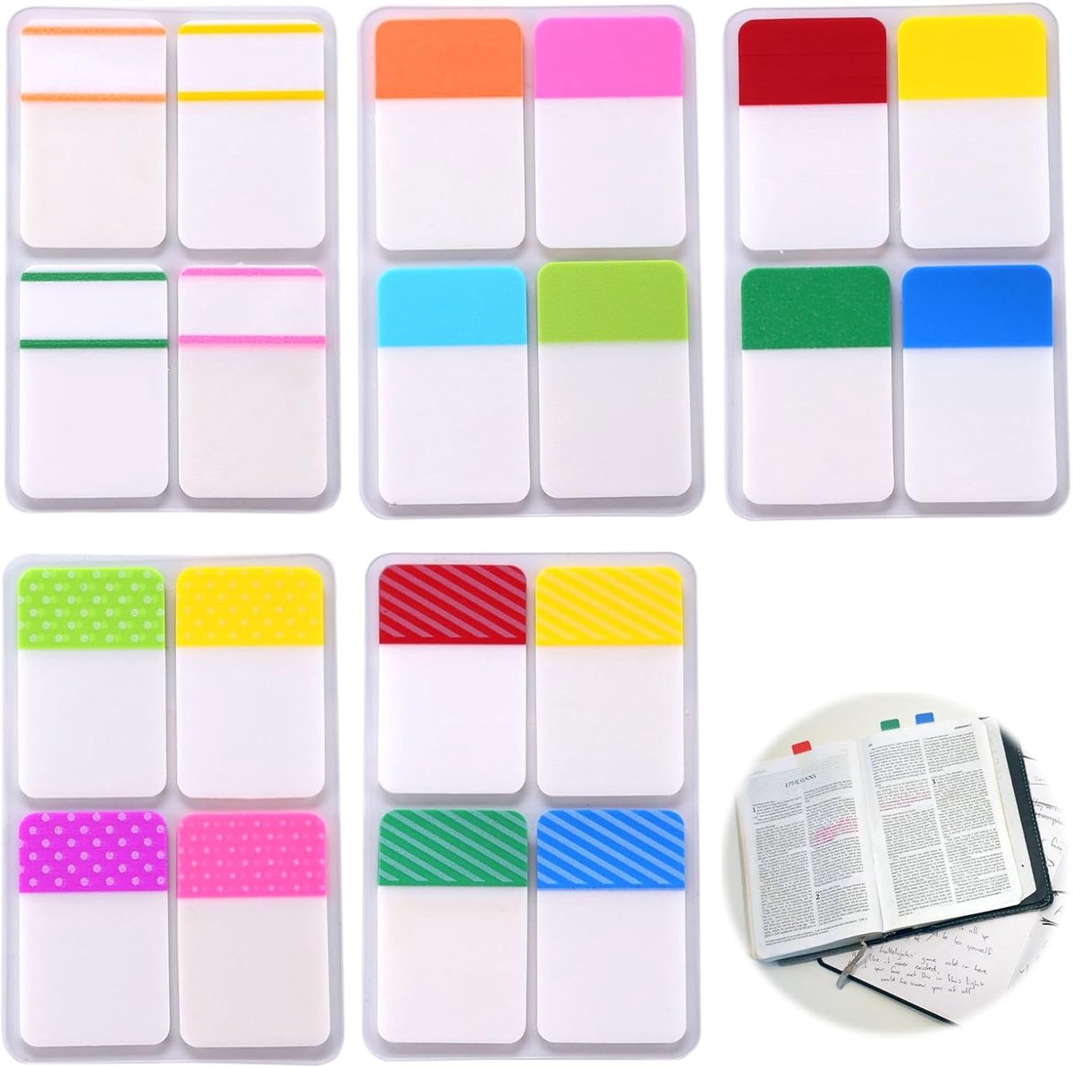 SnelShoppen - Set van 400 Zelfklevende Boekenleggers, Plastic Boekenleggers, Schrijfbare Boekenleggers voor Kantoor, Documenten, Boeken, Dagboeken, Ma