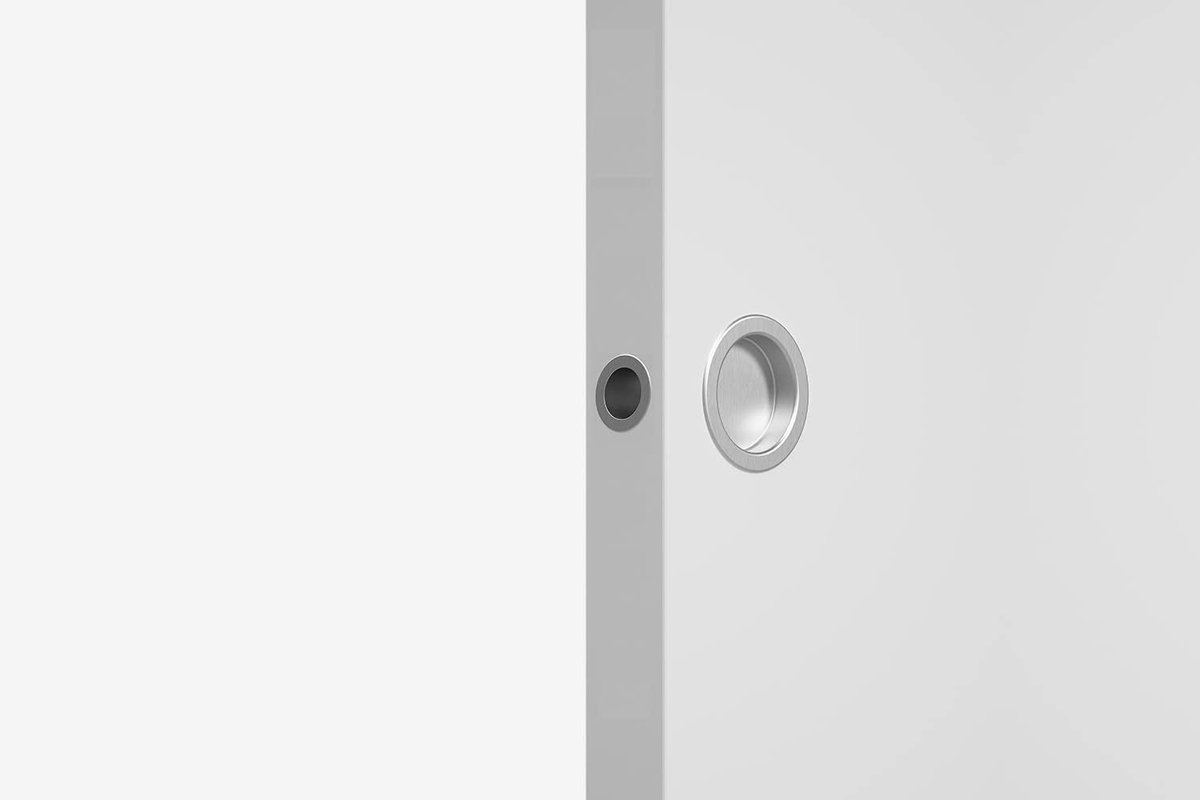 SnelShoppen - Lockset voor schuifdeur, ronde rosettes, zonder slot, handgreep met slot voor schuifdeuren, chroom satijn, eenvoudig te installeren