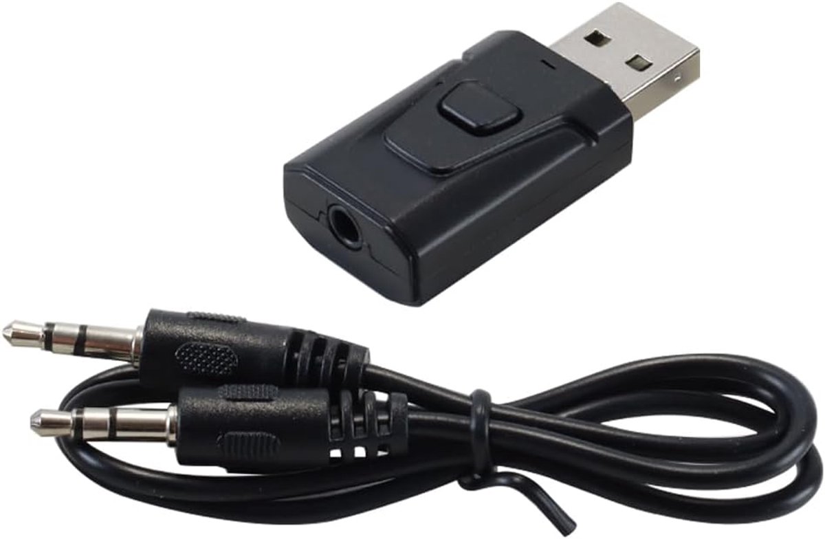SnelShoppen - USB Bluetooth Adapter voor TV, 2-in-1 Bluetooth Transmitter en Receiver, Mini Audio Transmitter met 3.5mm Poort voor TV, PC, Stereo en A