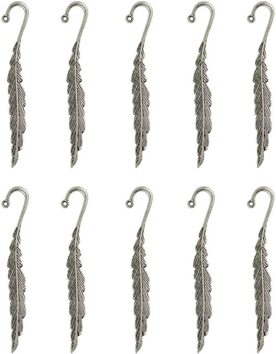 SnelShoppen - 10pcs Vintage Tibetaanse Zilveren Beads Pluim Boekenleggers DIY Sieraden Maken, Creatieve Accessoires voor Boekenliefhebbers, Perfecte C
