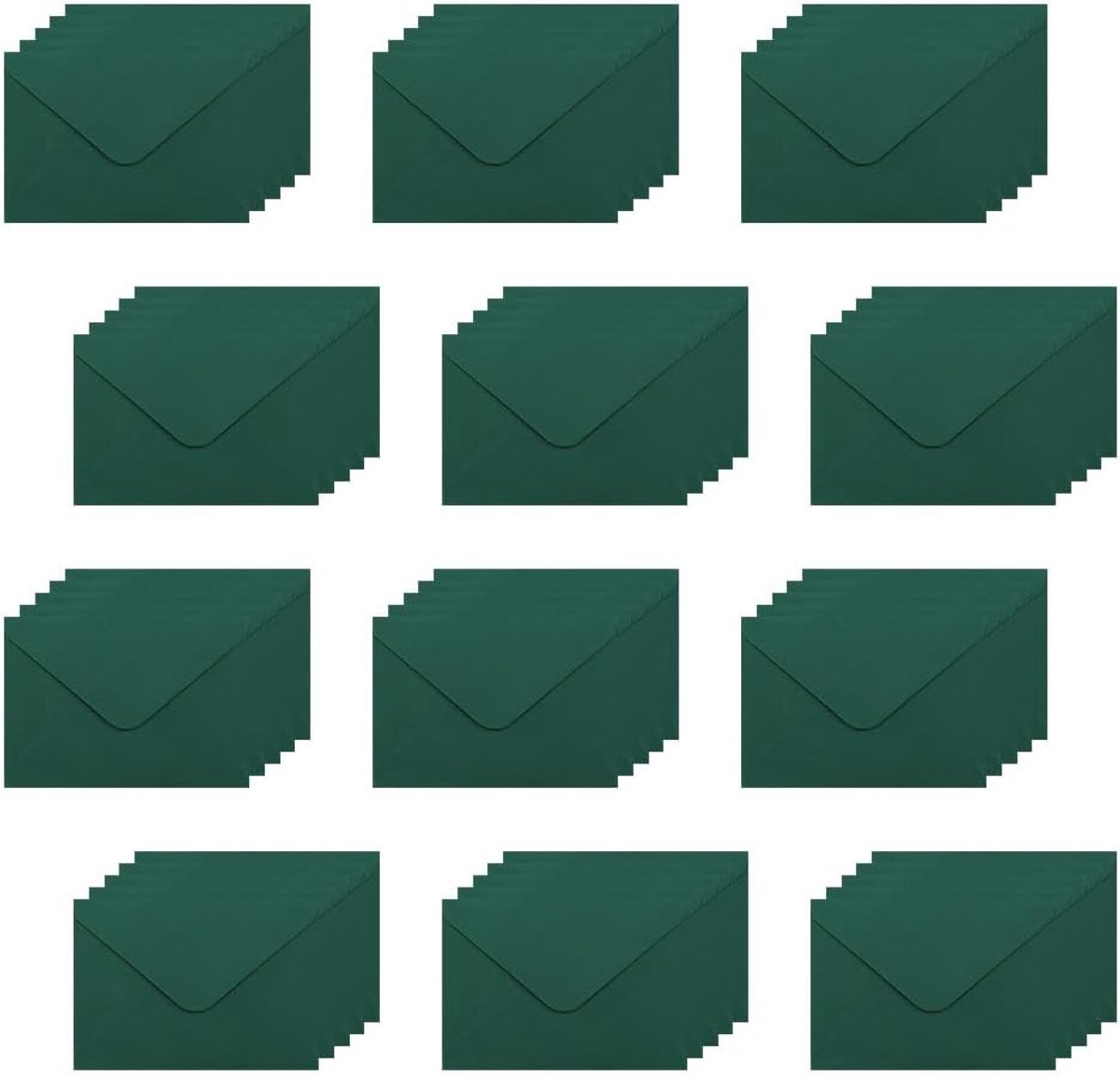 SnelShoppen - 60 Stuks Donkergroene Mini Enveloppen, Kleine Enveloppen Zonder Venster, Geschenken, Uitnodigingen en Wenskaarten (15.5 x 10.5cm)