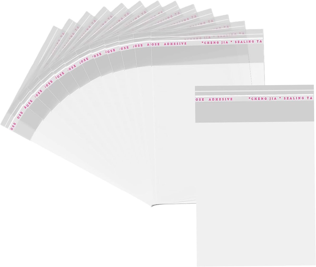 SnelShoppen - 100PCS 13.5x17.5 cm Zelfsluitende Duidelijke Cello Cellofaan Tassen - Waterdichte Resealable Verpakkingszakken met Zelfklevende Strip vo
