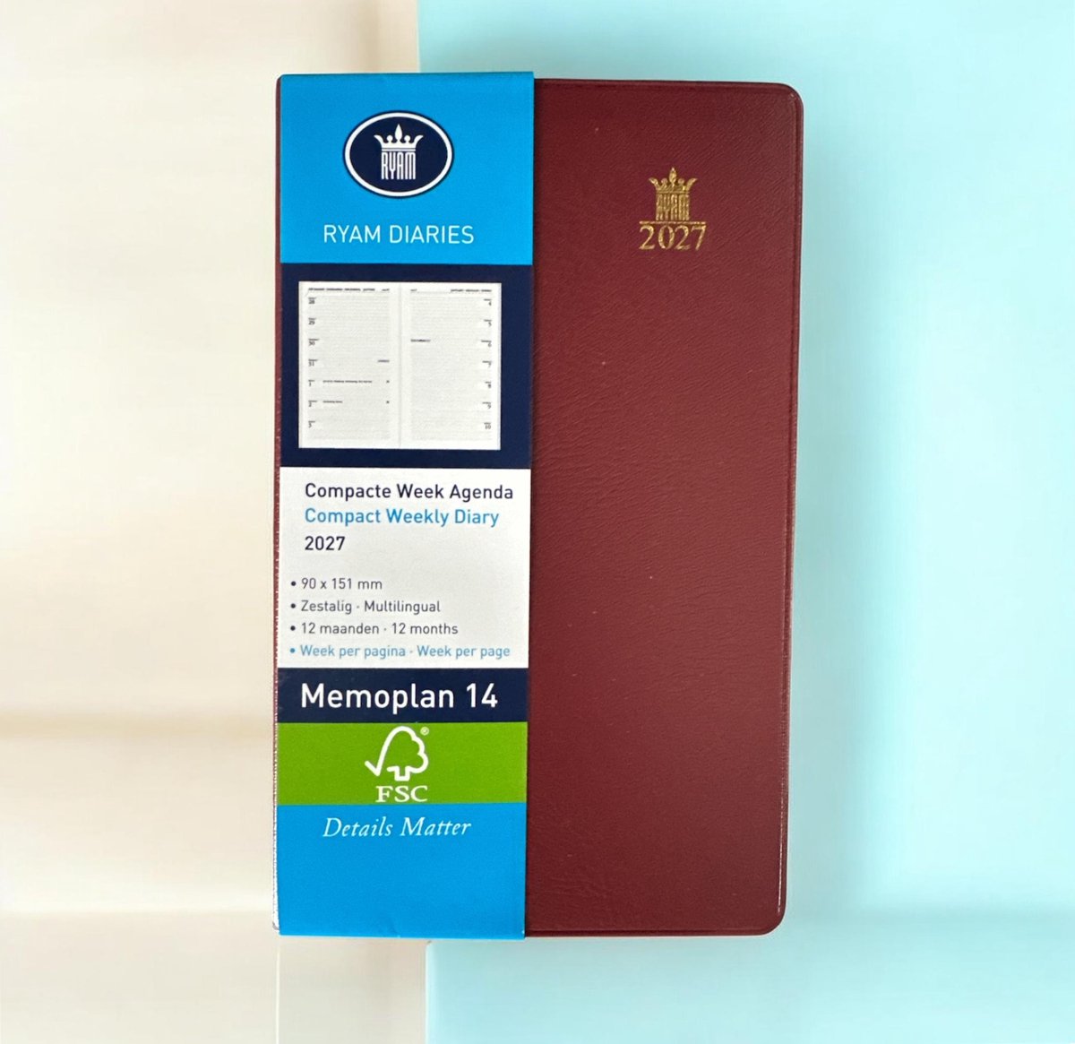 Ryam Zakagenda 2027 - Memoplan 14 BORDO (15cm x 9cm)