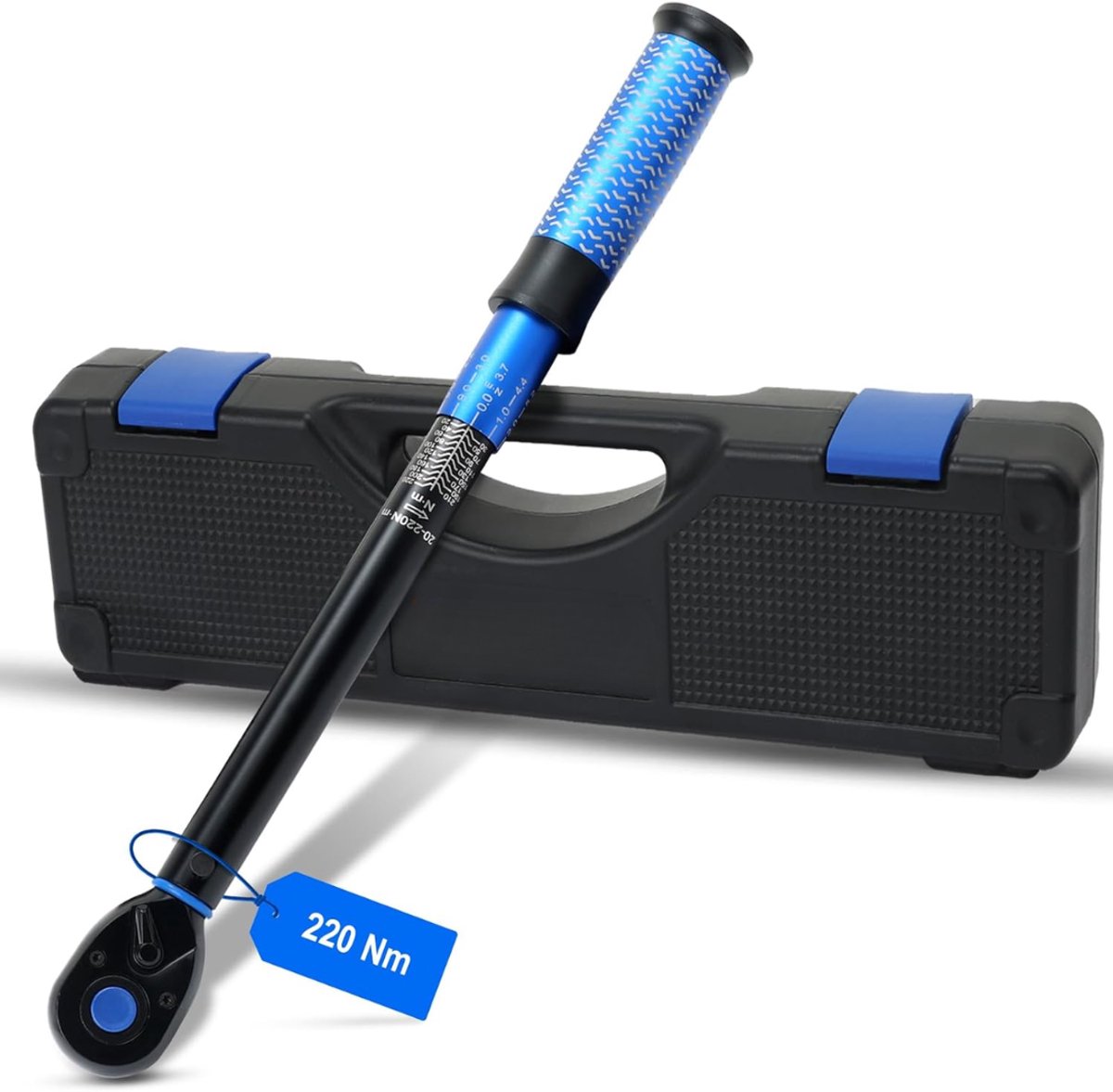SNJY® Momentsleutel Auto - Momentsleutel Fiets - Momentsleutel Set - Momentsleutel 1/2 - 1/2 Inch - 20-220 NM - 72 Tanden - Blauw