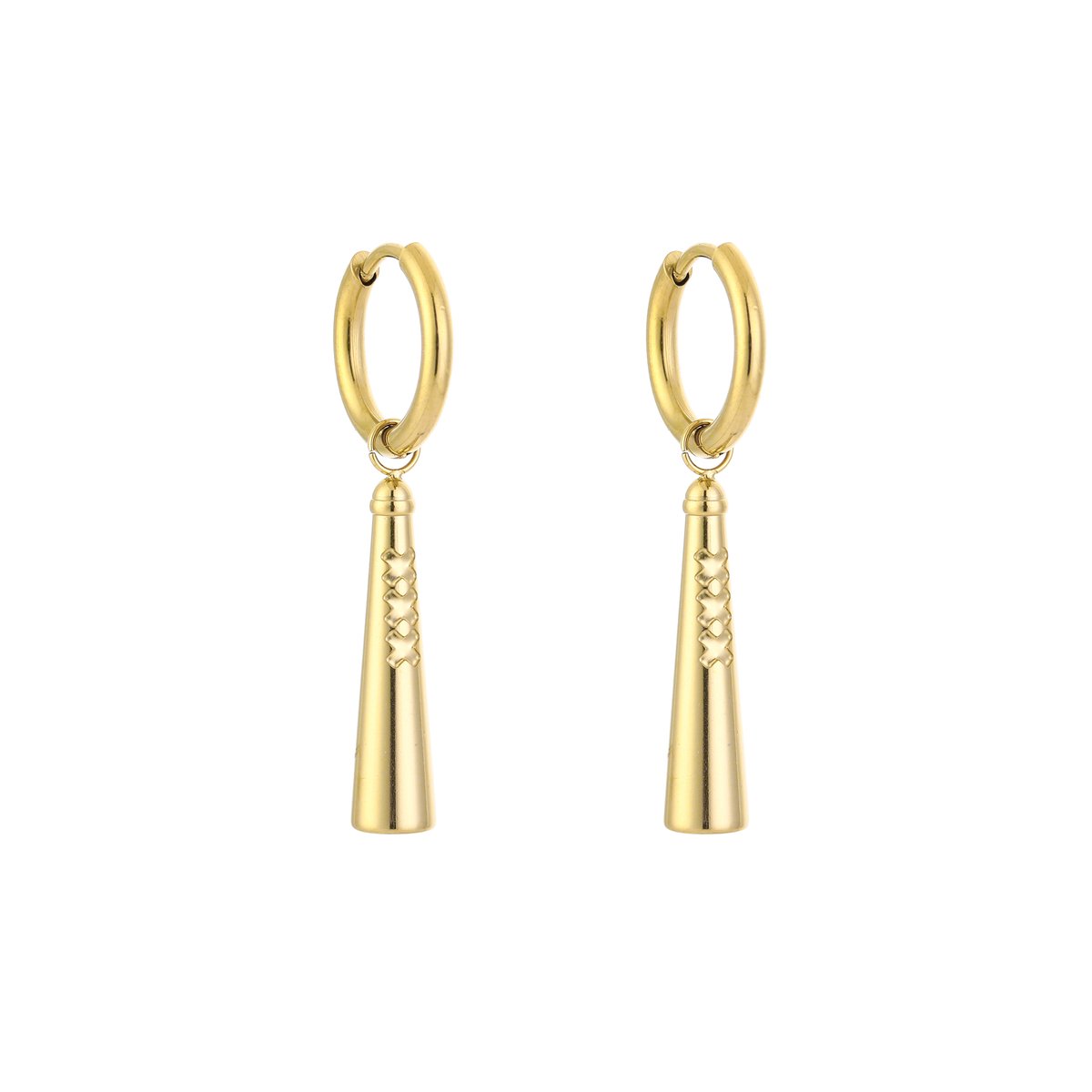 Stainless Steel Amsterdammetje XXX Bedel Oorringen – Iconische & Trendy Oorhangers – RVS - Goud