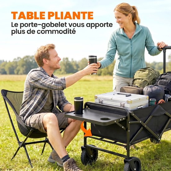 Emvae Bolderkar - Opvouwbare Bolderkar - Bolderwagen - 95L - 100 kg Draagvermogen - 117 x 51 x 100 cm - Staal/Oxford - Zwart — afbeelding 3