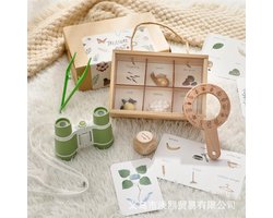 Houten Natuur Ontdekkingsset voor Kinderen – Educatief Buitenspeelgoed met Verrekijker, Ve