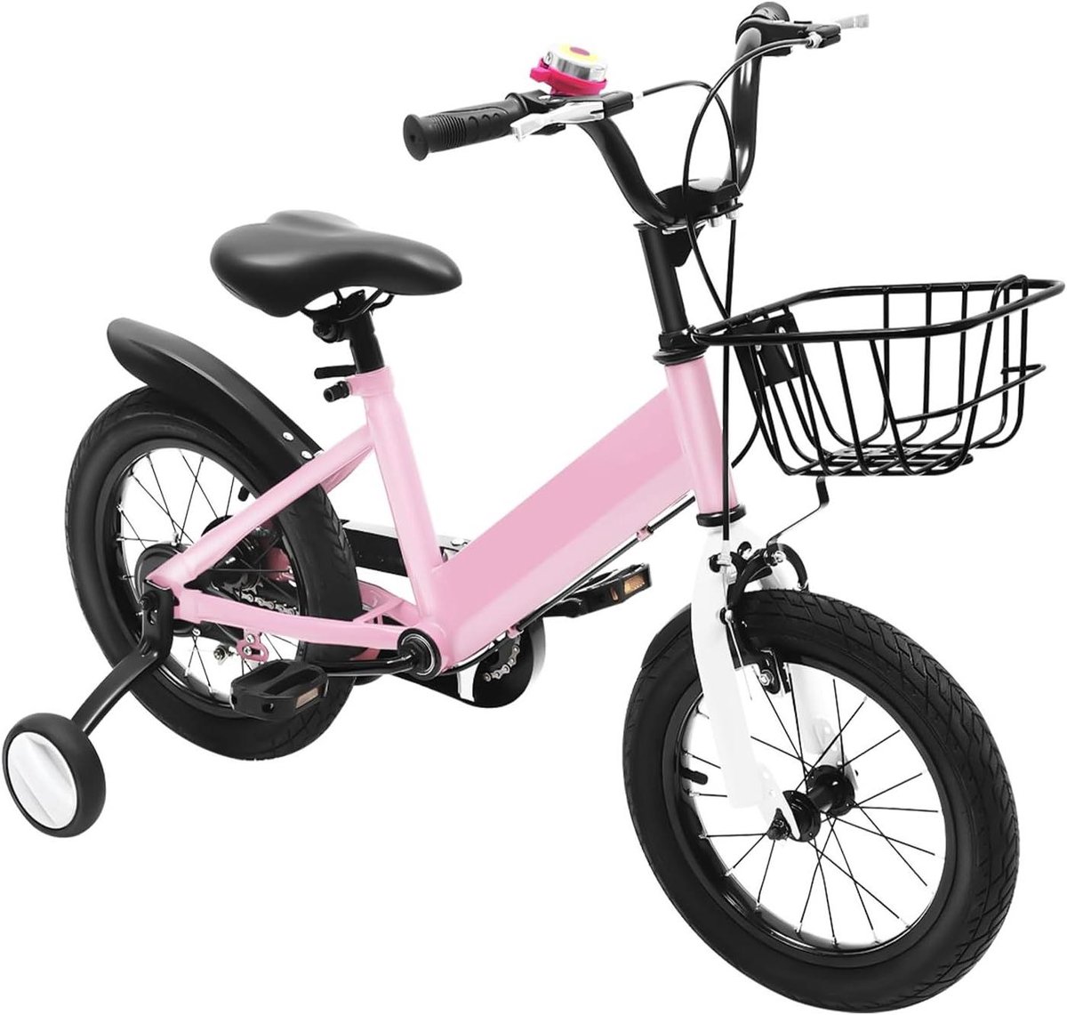Kinderfiets Loopfiets Leren Fietsen Inclusief Mand 14 inch Roze