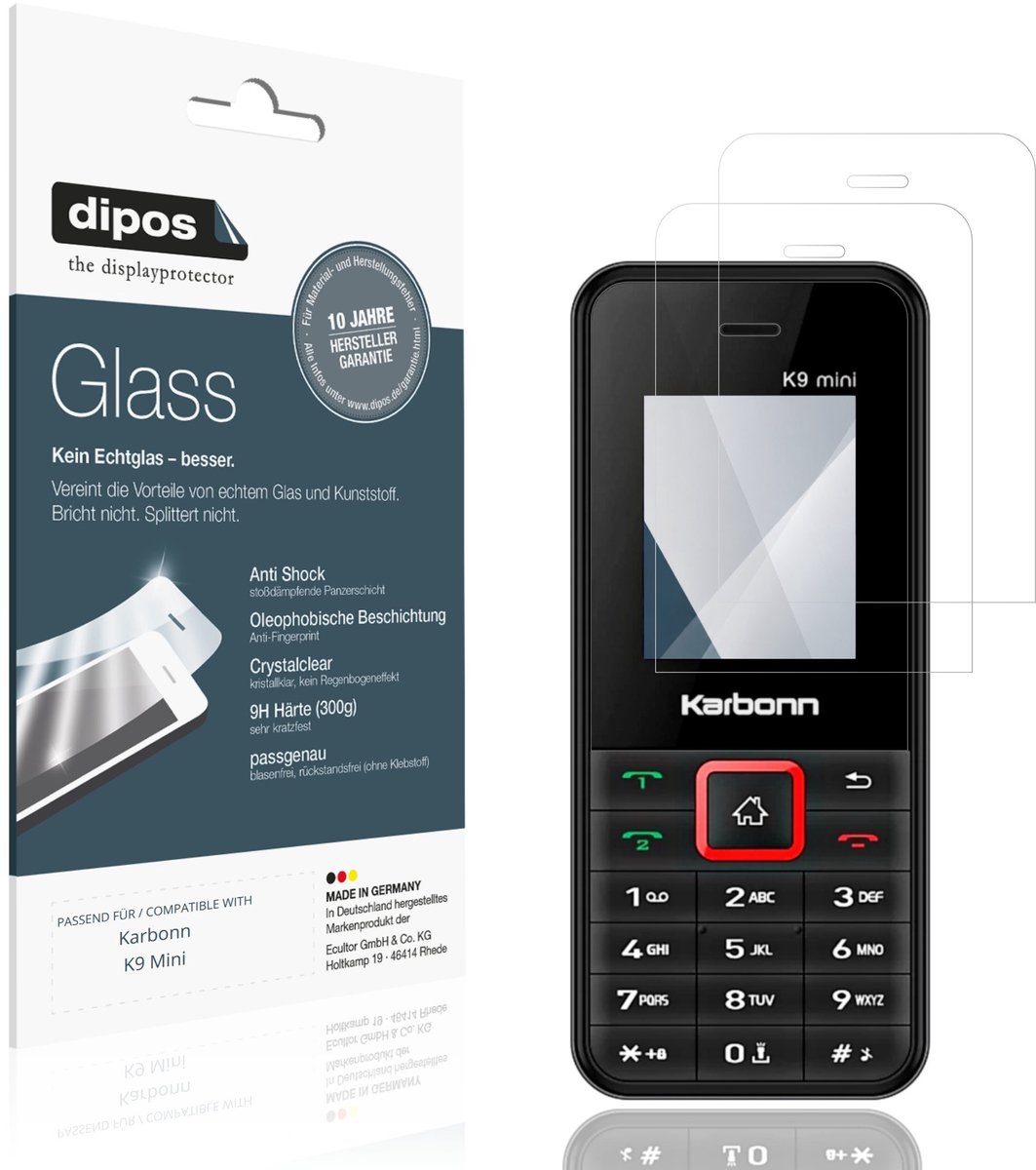 dipos – 2x Pantserfolie geschikt voor Karbonn K9 Mini | 9H Screenprotector