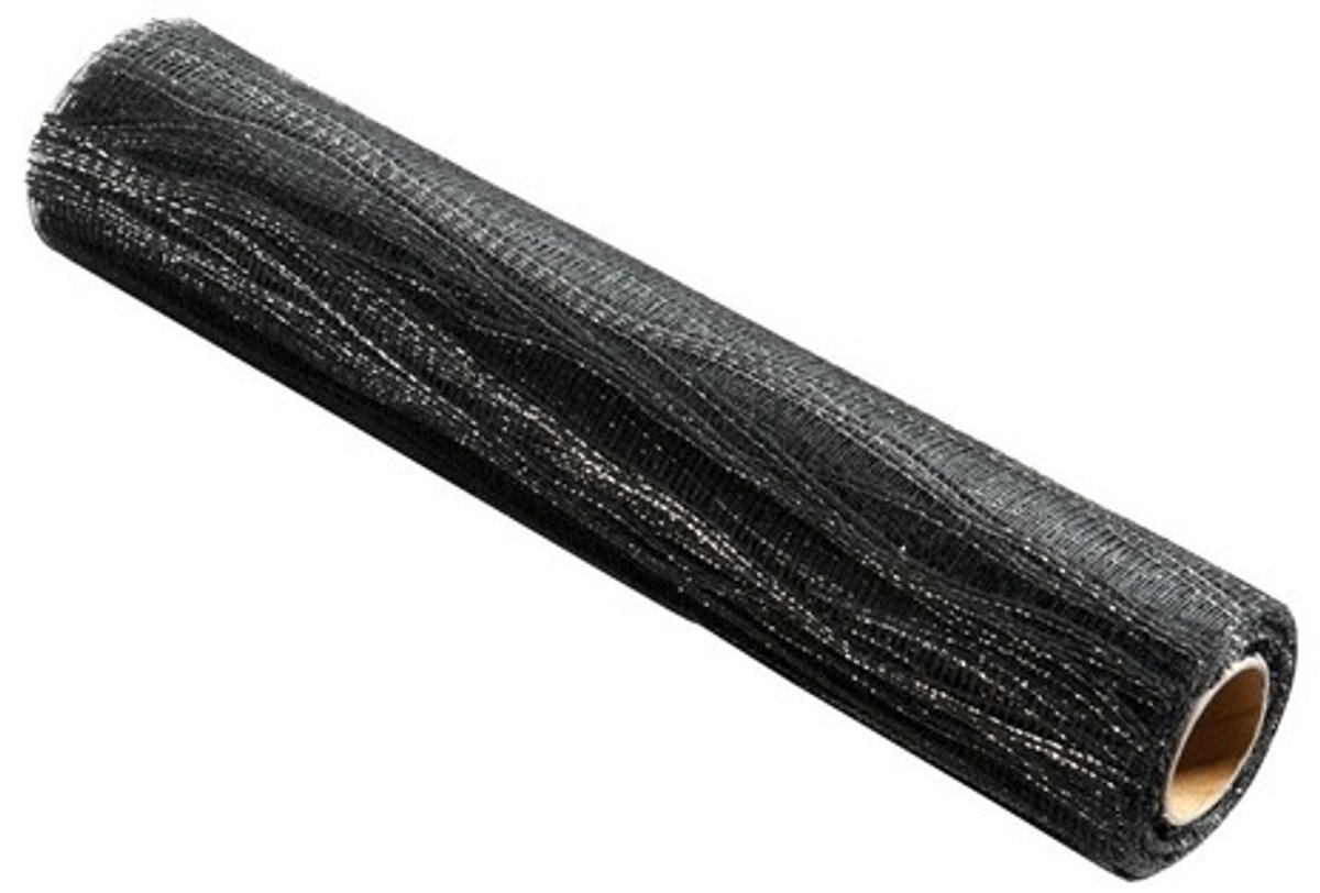 Wave Metallic Tafelband zwart/zilver 26cmx20mtr (rolled)