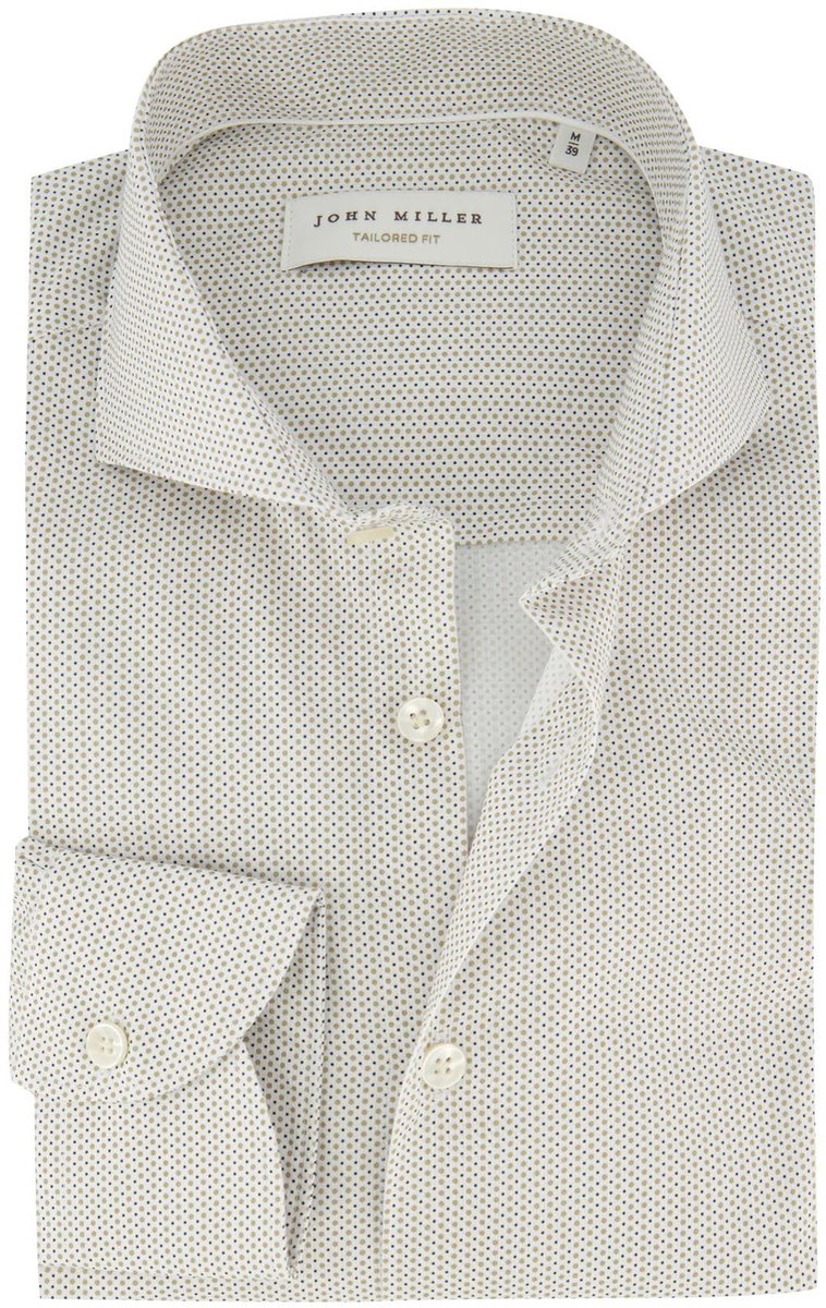 Overhemd John Miller beige stippen geprint