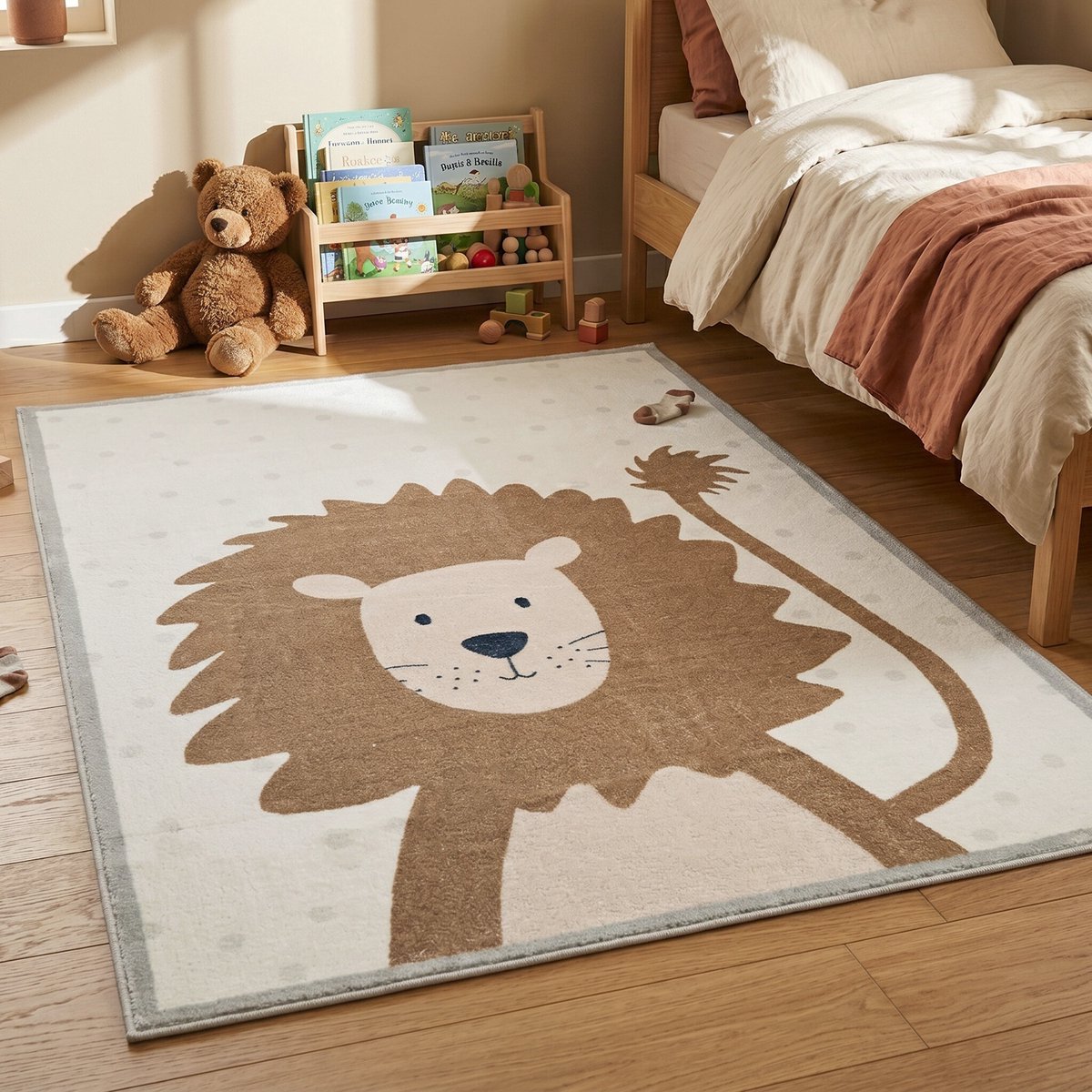 Little Olly Wasbaar kindervloerkleed - Simba Lion Bruin - 120x170cm