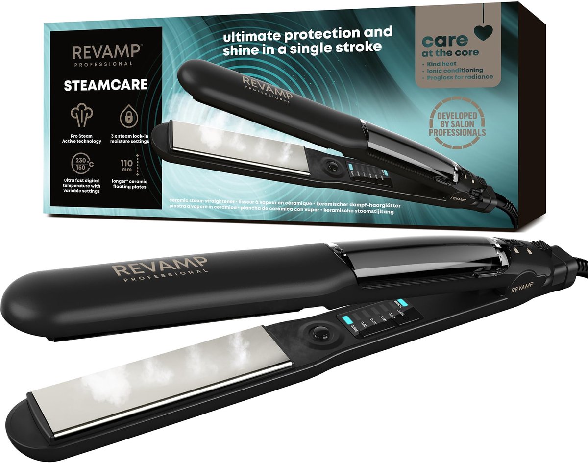 SnelShoppen - Professionele Keramische Stijltang met Stoom, Frizz-Vrije Styling, Ultrasnelle Opwarming, Ideaal voor Alle Haartypes, Gladmaken en Glanz