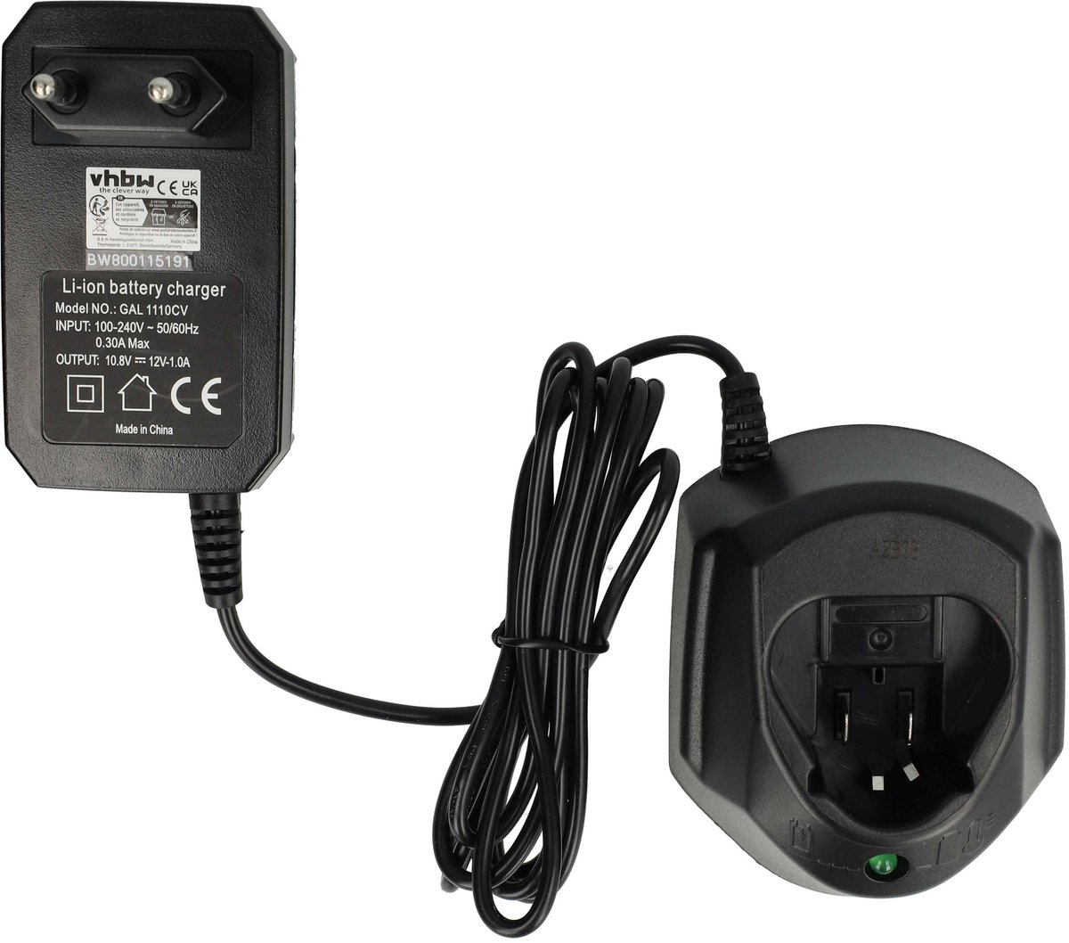 vhbw-lader compatibel met Bosch PS20-2, PS10-2A, PS21-2A, PS20-2A, PS31-2A, PS30-2A, PS40, PS40-2A, PS40-2, PS41-2A gereedschapsaccu's - type 1, 12,6 V