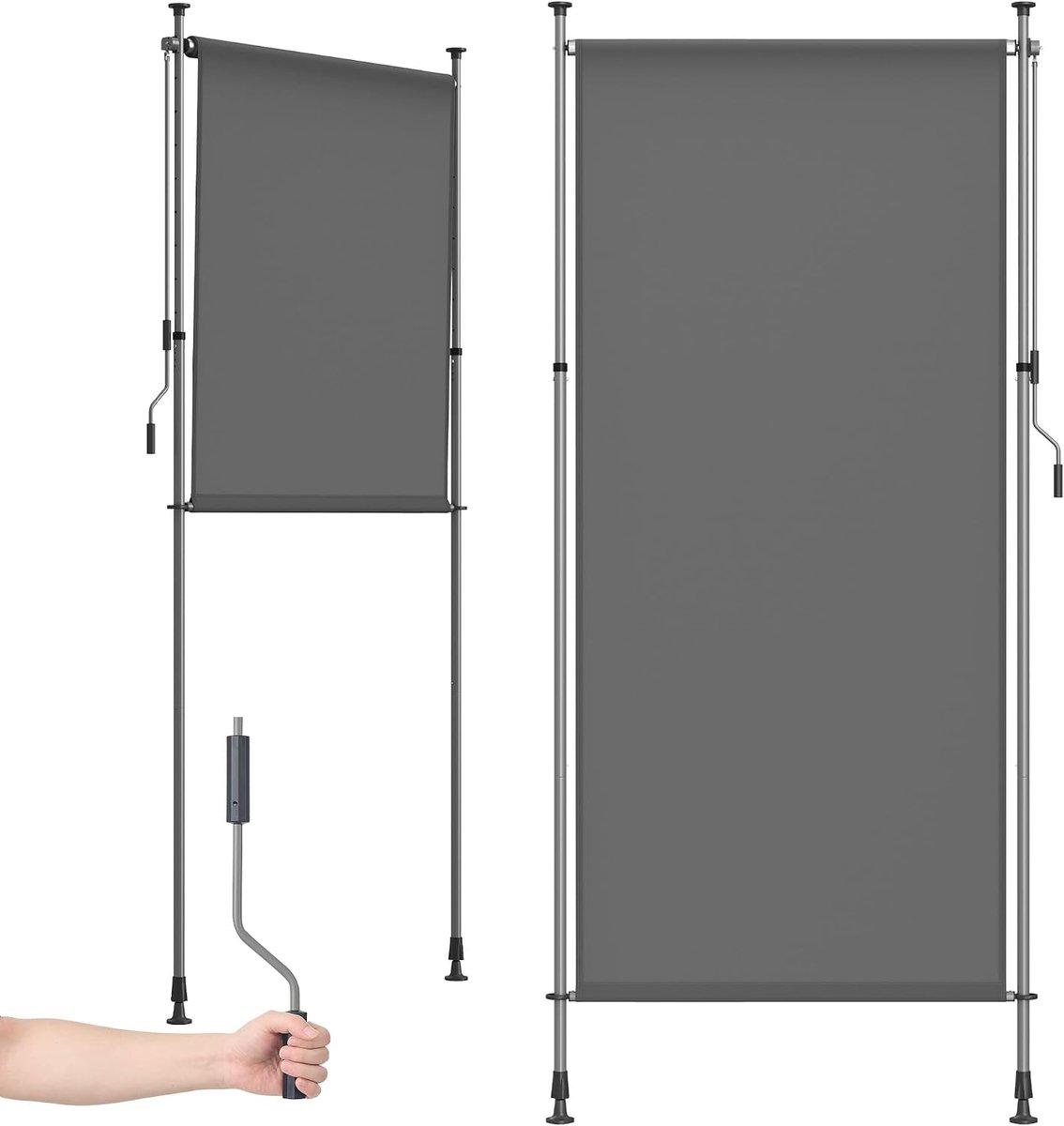 SONGMICS Verticaal zonnescherm, in hoogte verstelbaar, 120 x (220-300) cm, geen boren nodig, verticaal zonnescherm voor terras, balkon met zonneschermkast, UPF 50+, privacyscherm, antracietgrijs GSA0120G01