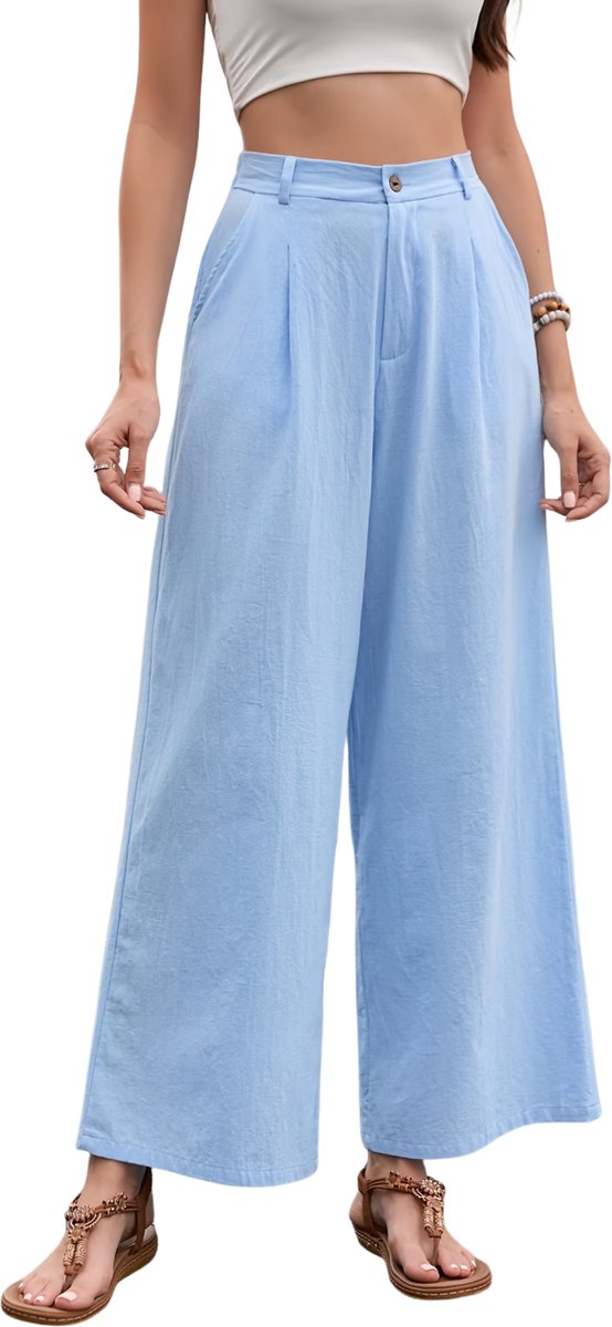 Currero Pantalon Dames Chino Golfbroek Nette Broek Met Elastische Tailleband Volwassenen Lichtblauw