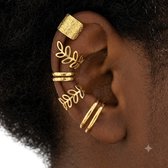 5 goudkleurige ear cuffs voor dames – Oorclips zonder gaatje – Mix van gladde, gehamerde en opengewerkte ontwerpen Oorbellen – Sieraad voor oorschelp