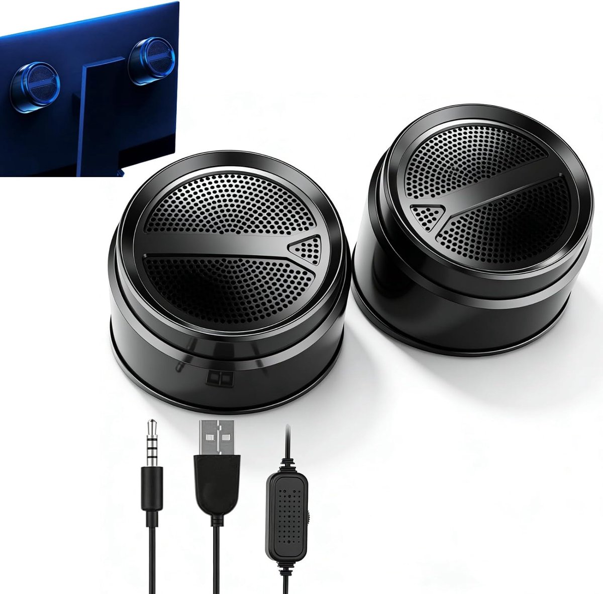 SnelShoppen - Computer Speakers USB 2.0 & 3.5Mm Jack - HiFi Geluid met Volume Regelaar - Desktop Speakers voor PC, Laptop, Smartphone - Perfect voor M