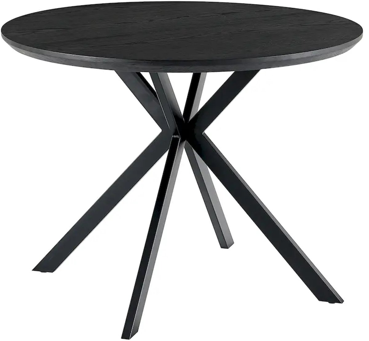 Vestland Eiken Eettafel Rond – 130 cm –Zwart - Geschikt voor 5-6 Personen – Spinpoot Metaal - Industrieel Design