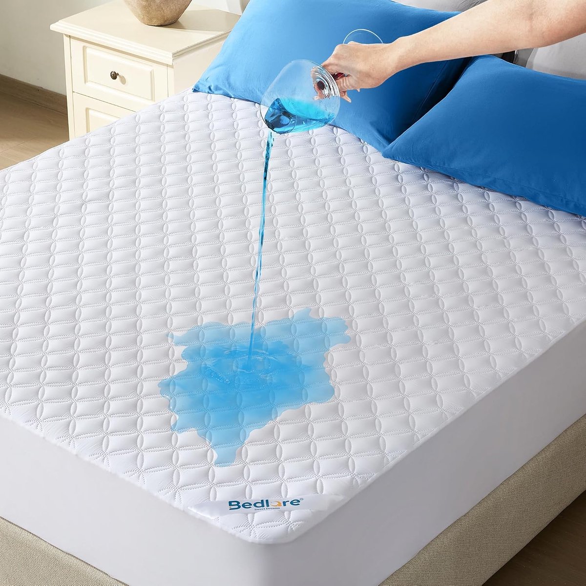 SnelShoppen - Waterproof Matrassenbescherming 160x200cm - Luxe Witte Mattresses Protector - Ademend, Zacht en Oeko-Tex 100 Gecertificeerd - Ideaal voo
