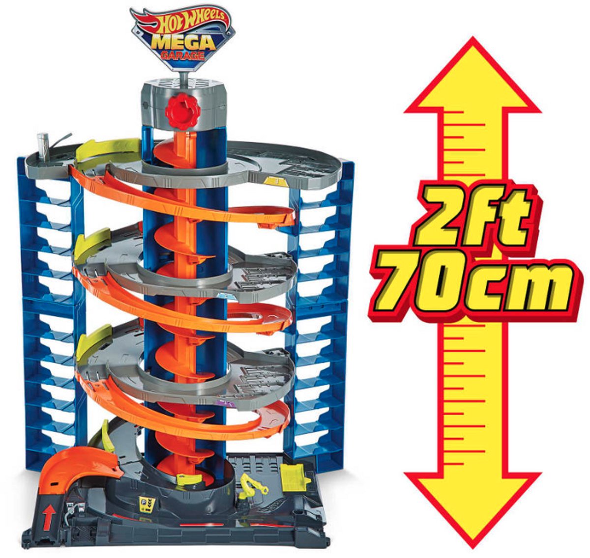 Hot Wheels City - Mega Garage met Racebaan - Hoogte 72 cm - Inclusief 1 Auto - Grote Parkeergarage met Lift en Racebanen en Parkeerplaatsen - Speelgoed vanaf 3 Jaar - Hotweels - Hotwheels Premium - Speelgoed Auto's - Speelgoed Autos Jongens Autootjes — afbeelding 3