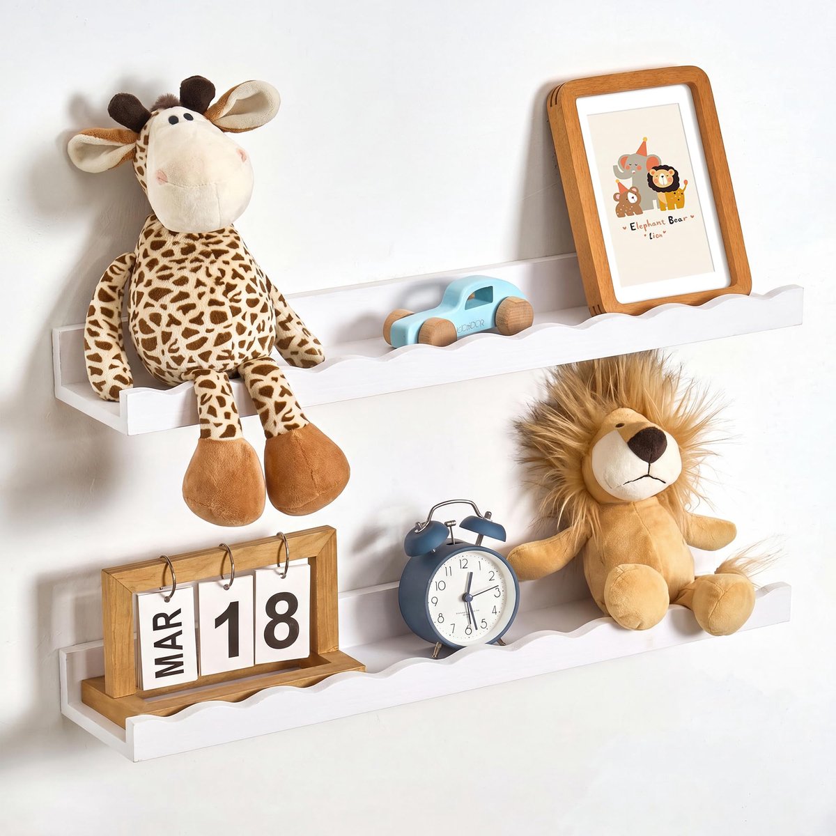 2 stuks Zwevende Wandplank - 42 cm - Boekenplank voor kinderkamer - Wandrek voor wanddecoratie en opslag - Houten plank perfect voor boeken, speelgoed, fotolijsten en kinderkamerdecoratie