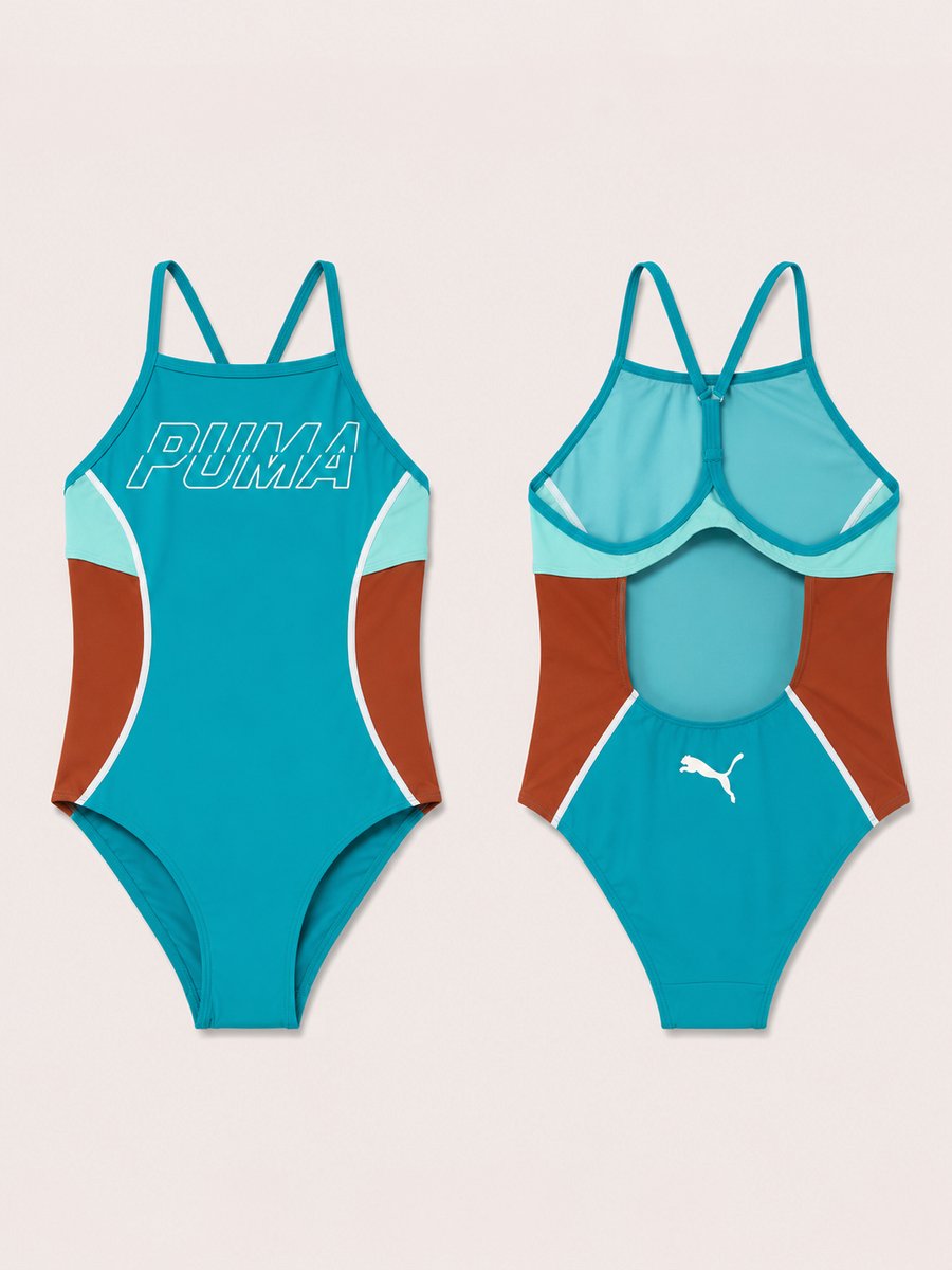 Puma racerback swimsuit badpak scuba Blauw