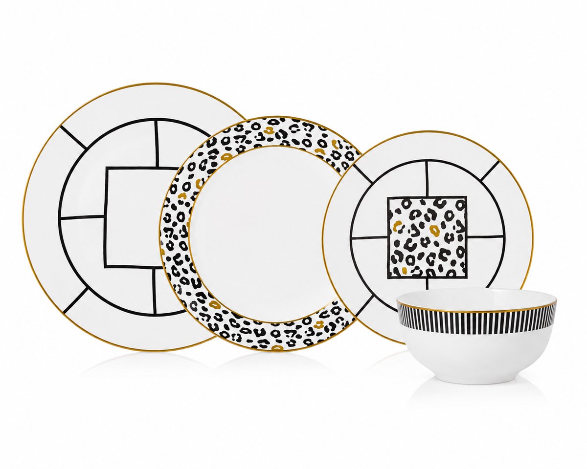 Karaca Gwen - 24-delige Serviesset – 6 Personen – Porselein – Multicolor – Rond Servies