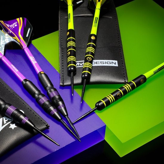 WINMAU Darts Michael 'MvG' Van Gerwen Vs Simon 'The Wizard' Whitlock | Twin Set | 22g Steeltip messing darts Set met vluchten en schachten (stengels) van Winmau — afbeelding 3