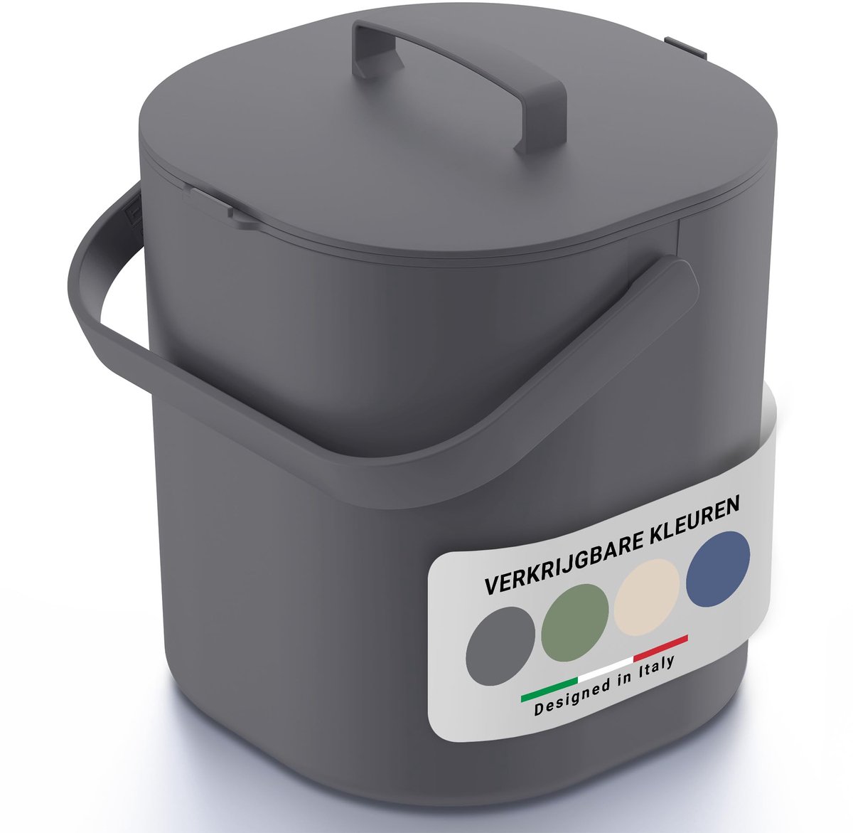 SnelShoppen - GFT Afvalemmer Keuken 6L - Biobak met ophangbaar deksel & binnenzeef - Vaatwasbestendig & geurvrij - Compostemmer Modern Design - Verkri