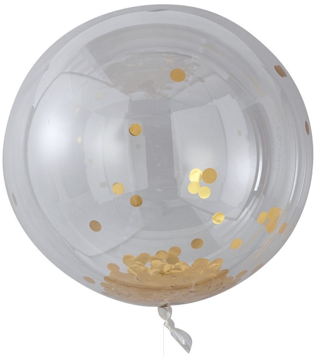 GingerRay: Pick & Mix Large Orbs Ballonnen- Gold Confetti (Pack of 3) 91 cm