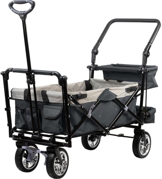 JCP® Bolderkar met Dak - Opvouwbare Transportwagen - Transportwagen met Dak - Grijs - 120cm x 55cm x 98cm van Jcp — afbeelding 3
