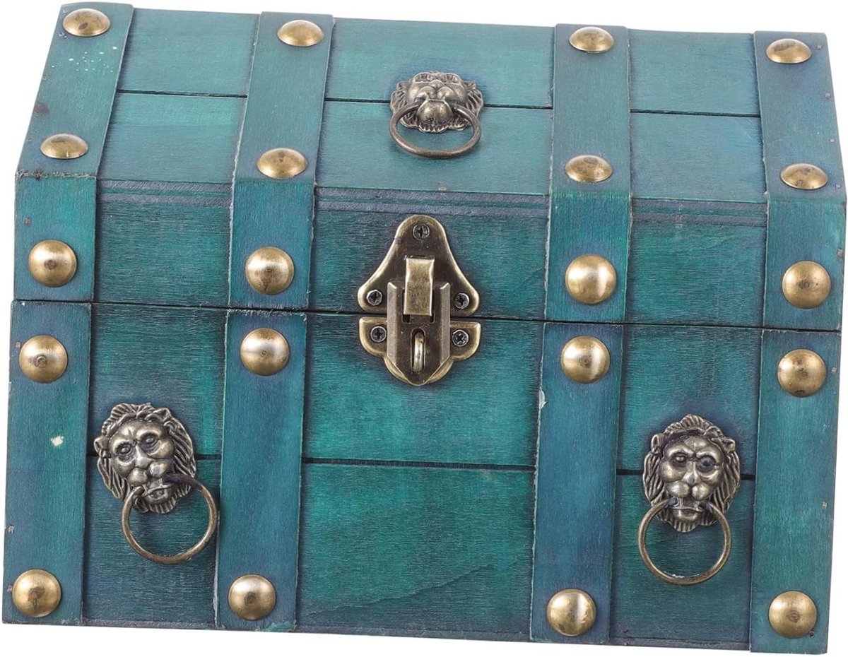 Houten Sieradenkist - Schatkist Organizer - Spullen Opbergen - Vintage Decor - 24x18x17 cm - As Shown
