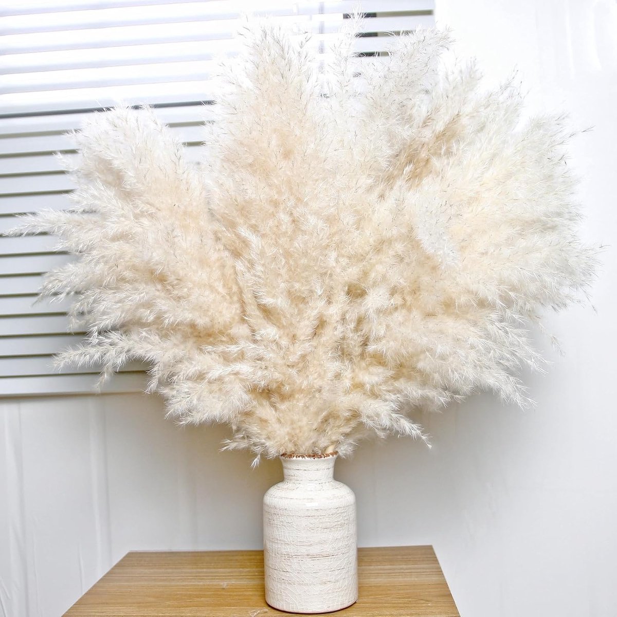 SnelShoppen - 10 Stuks Beige Pampas Grassen, Natuurlijke Gedroogde Pompoen Grassen, Konijnenstaart Dried Flowers en Gedroogde Eucalyptus voor Bruiloft