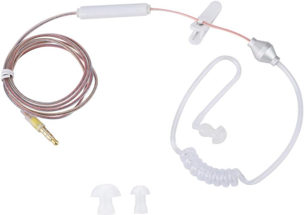 SnelShoppen - Anti-radiation In-Ear Headsets met Microfoon - Flexibele Air Tube - 3.5mm Plug voor Mobiele Telefoon - Transparant - Ideaal voor Sport e